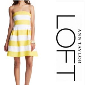 LOFT striped strapless dress